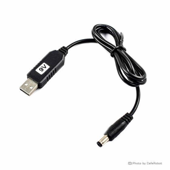 کابل بوستر USB ورودی 5 ولت DC خروجی 9 ولت DC جک 5.5mm