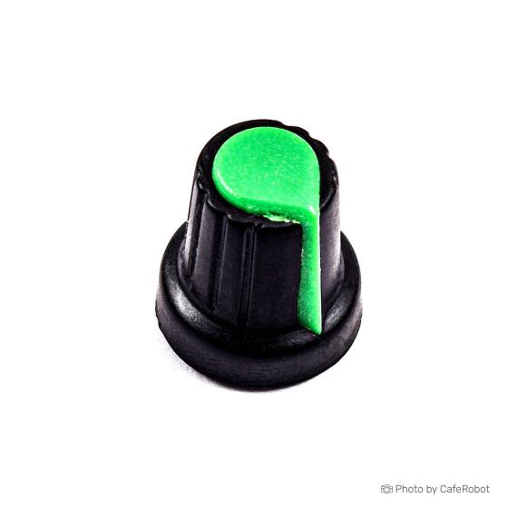 سرپیچ پلاستیکی ولوم پتانسیومتر دارای ابعاد 15MMX17MM رنگ سبز
