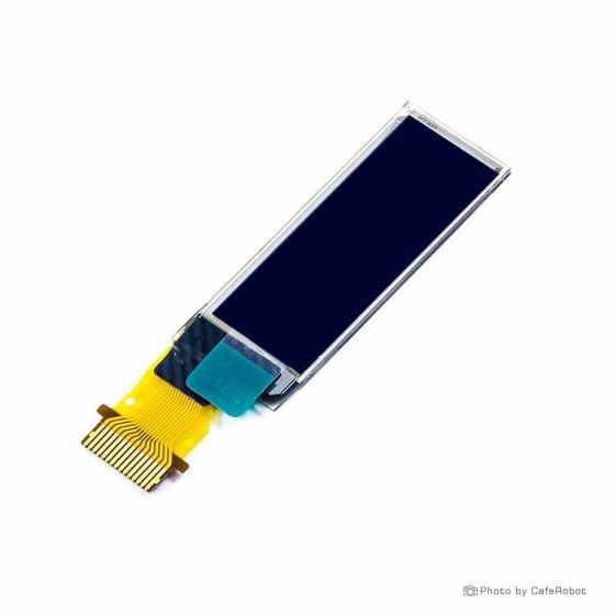 نمایشگر OLED تک رنگ سفید 0.91 اینچ دارای ارتباط SPI و چیپ درایور SSD1306 با کابل فلت 15 پین Plug In