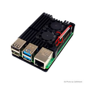 جعبه (کیس) آلومینیومی برد رسپبری پای 4 به همراه فن دوبل