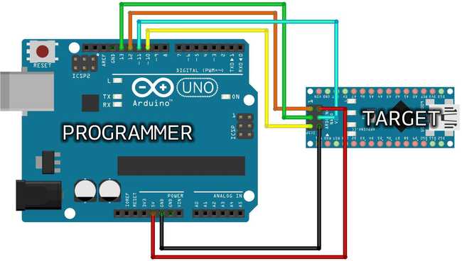 Arduino ISP Wires Connection